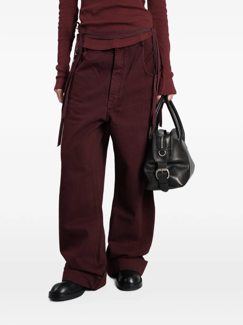 Ann Demeulemeester Michael tie-fastening wide-leg jeans - Rot