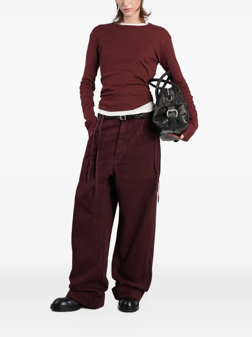 Ann Demeulemeester Michael tie-fastening wide-leg jeans Rood