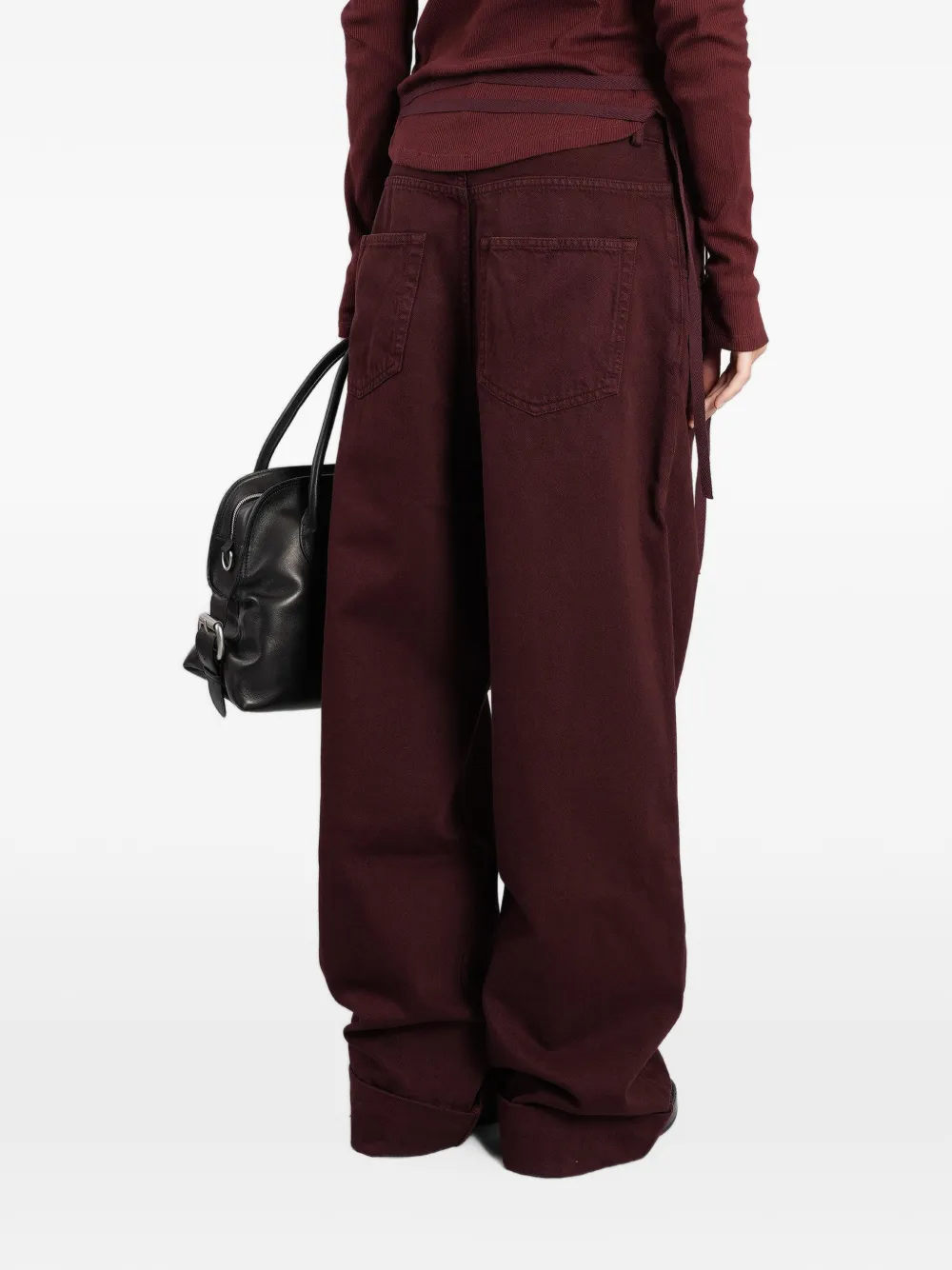 Ann Demeulemeester Michael tie-fastening wide-leg jeans Rood