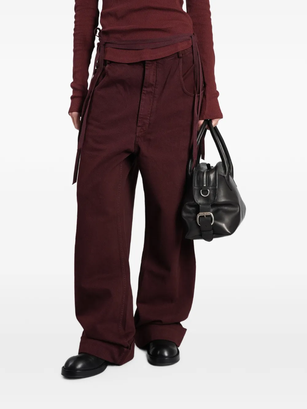 Ann Demeulemeester Michael tie-fastening wide-leg jeans - Rosso