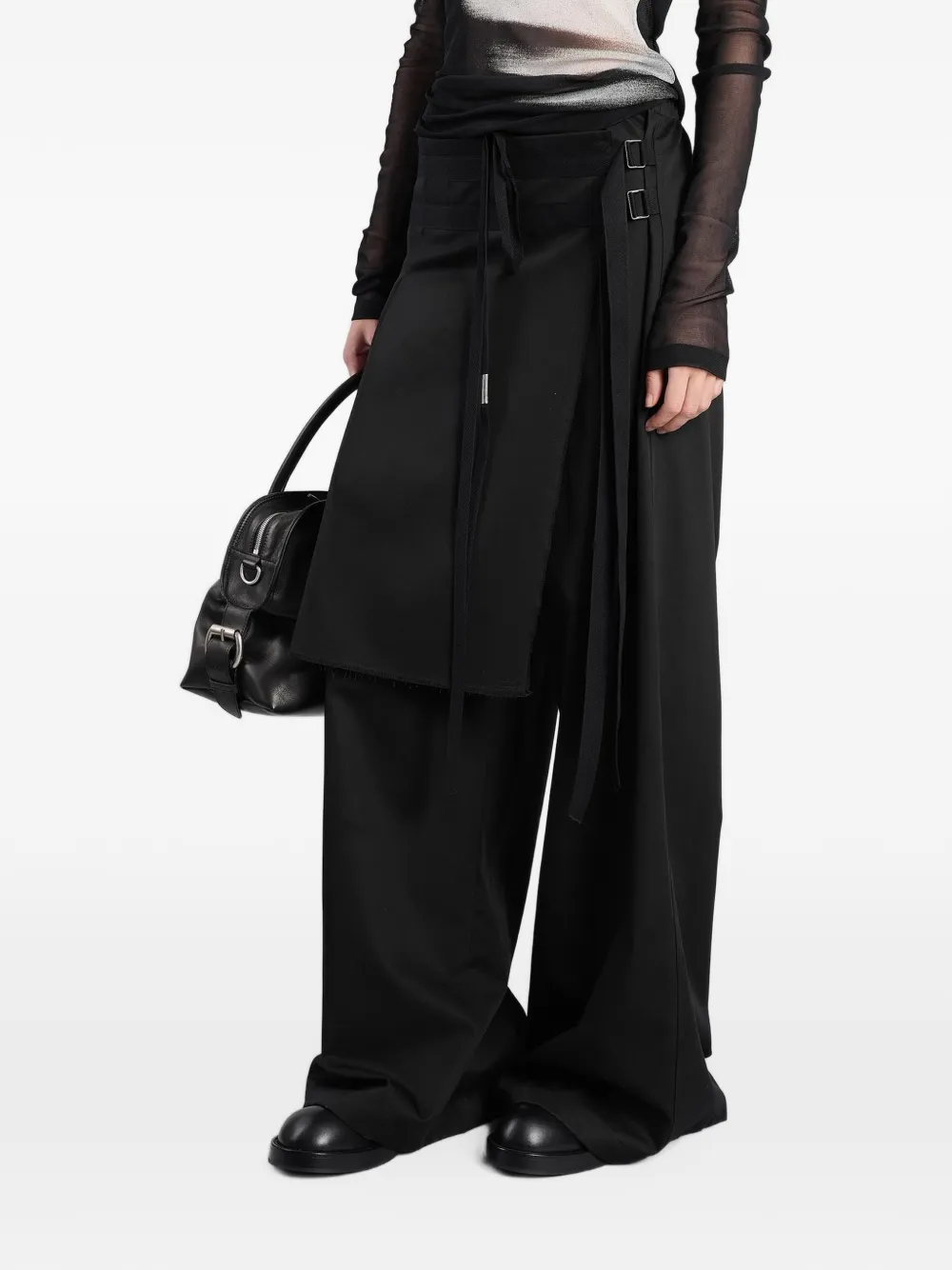 Ann Demeulemeester Marke layered trousers Zwart