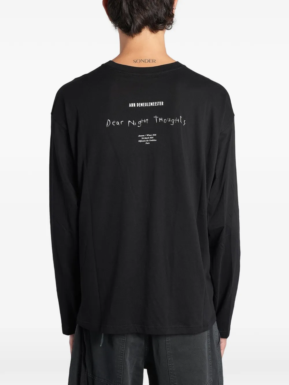 Ann Demeulemeester slogan-print long-sleeve T-shirt Zwart