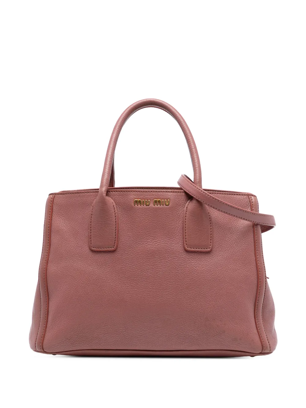 Miu Miu Pre-Owned 2021-2025 Leather Madras Tote satchel - Marrone