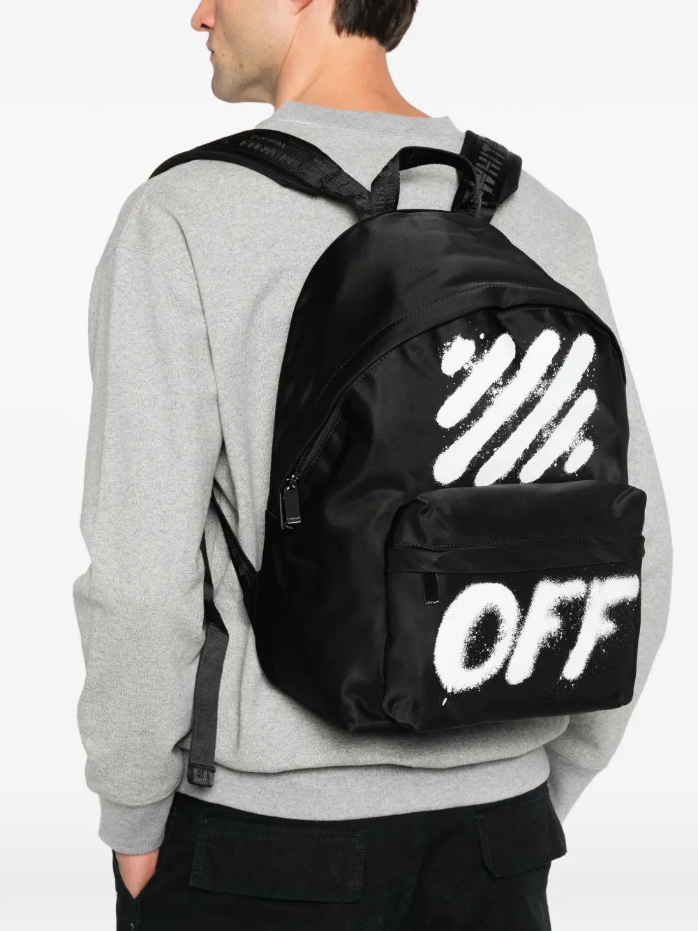 Off-White Diag Spray logo-print backpack Zwart