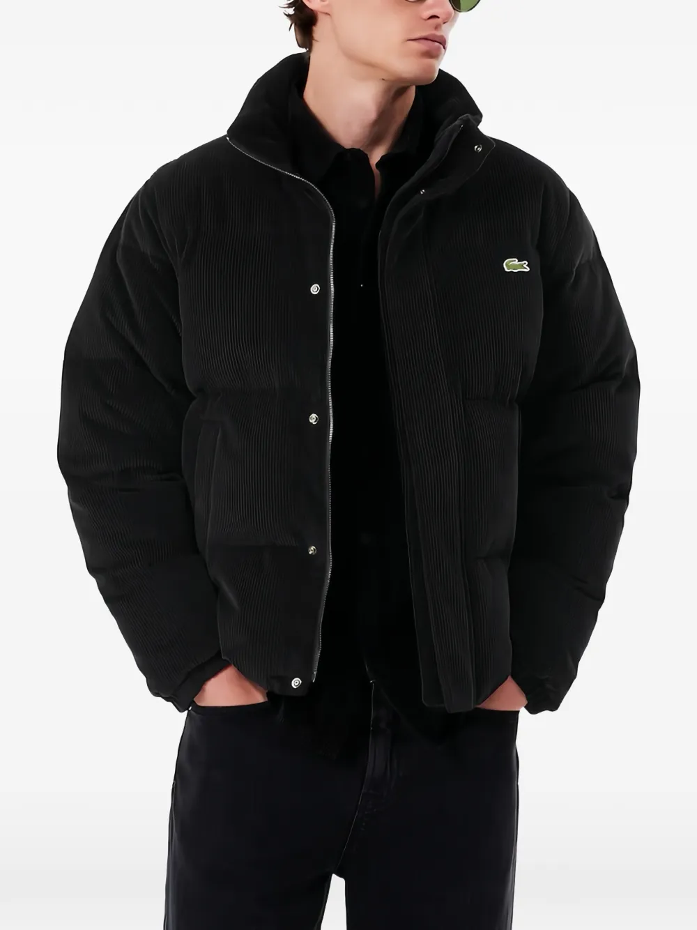 Lacoste corduroy down jacket Zwart