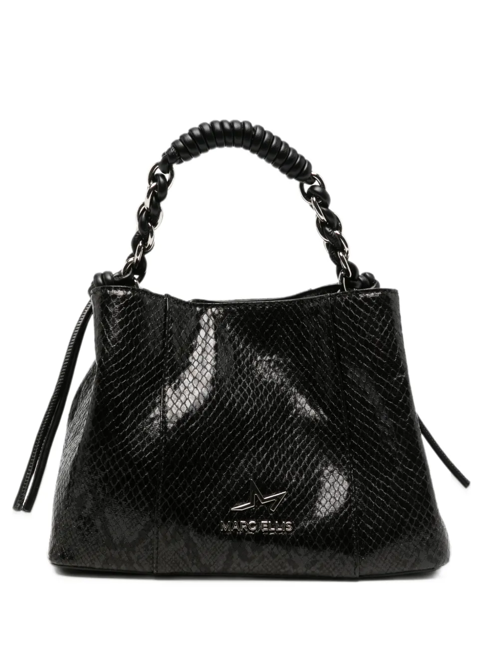 Marc Ellis Myranda M snake-effect logo-plaque tote bag Zwart