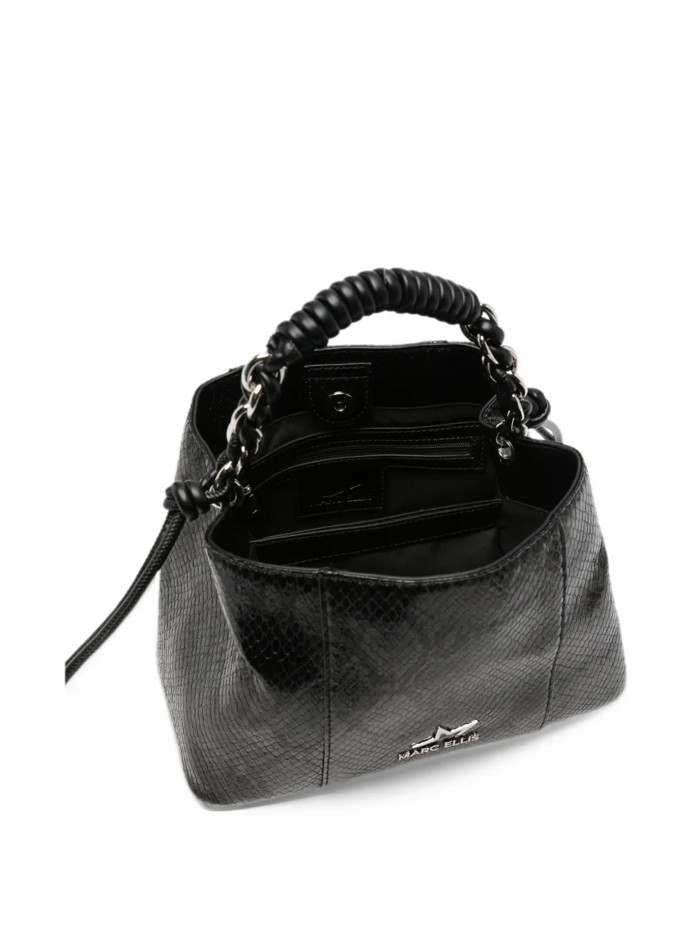 Marc Ellis Myranda M snake-effect logo-plaque tote bag Zwart