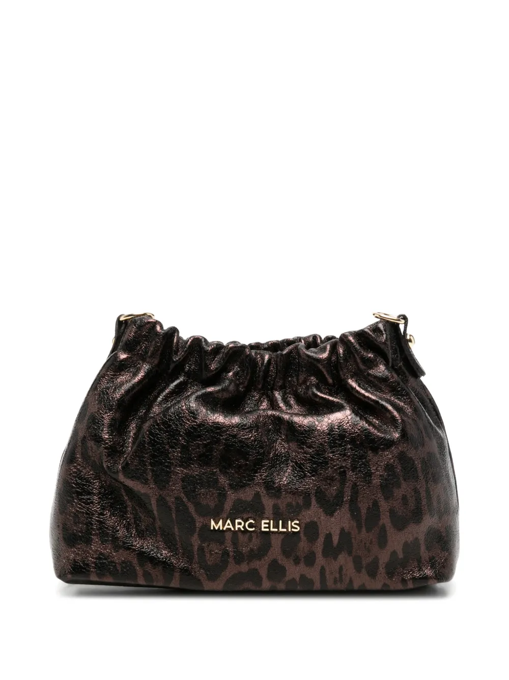 Marc Ellis Zoe Slick leopard-print metallic shoulder bag - Marrone