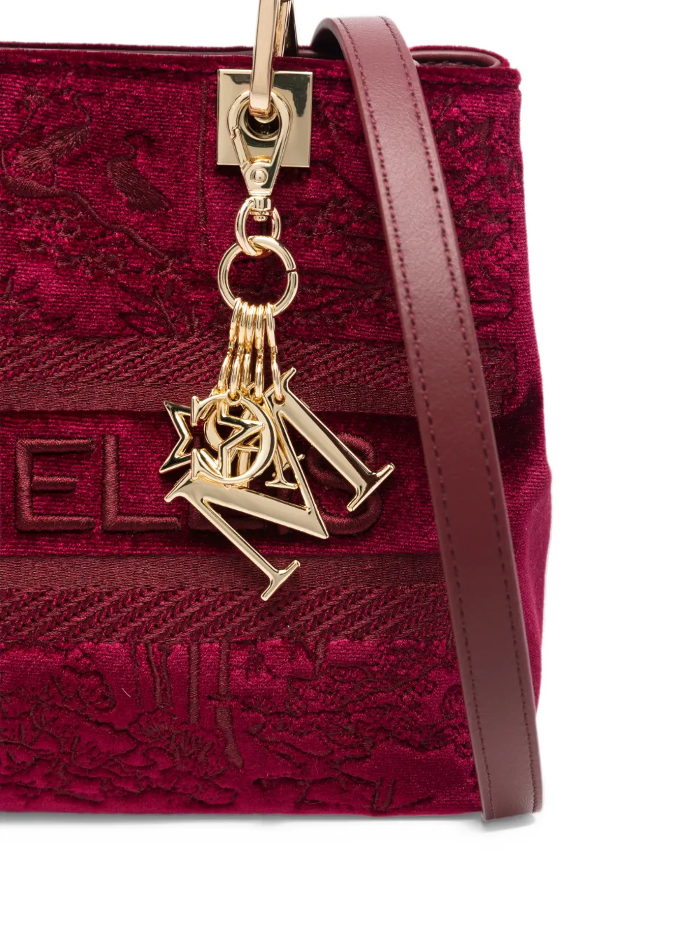 Marc Ellis Wendi logo-embroidered velvet tote bag Rood