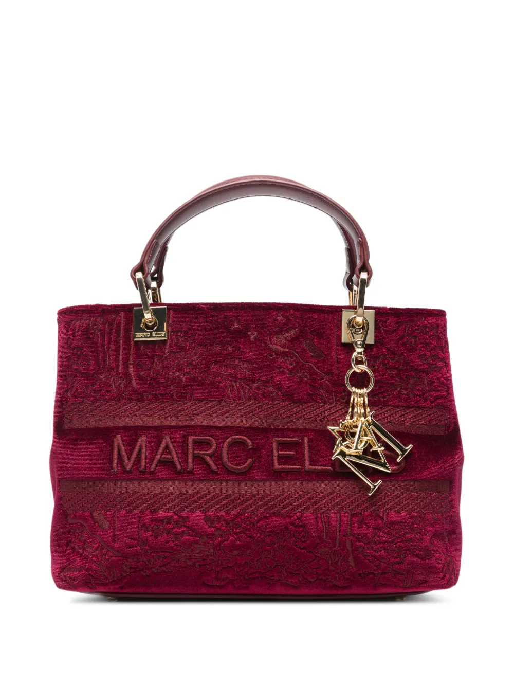 Marc Ellis Wendi logo-embroidered velvet tote bag Rood