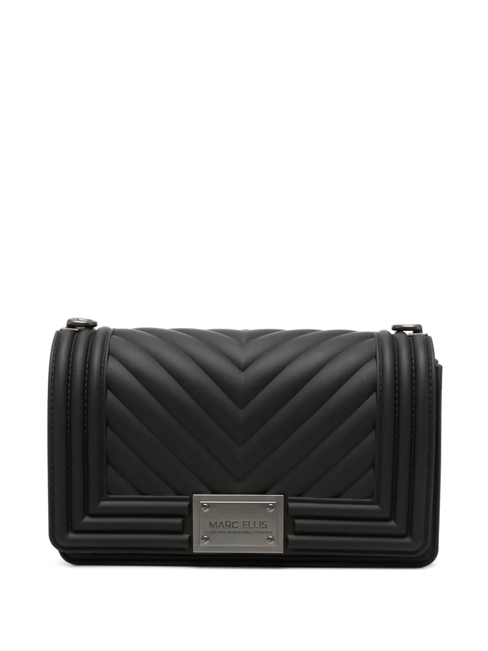 Marc Ellis chevron-quilted logo-plaque shoulder bag - Nero
