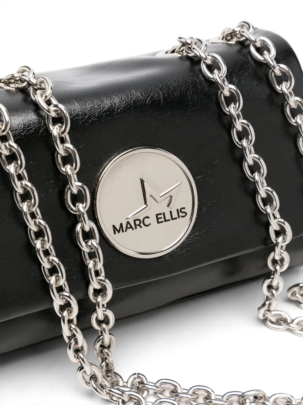 Marc Ellis small Wenda logo-plaque chain-link shoulder bag Zwart