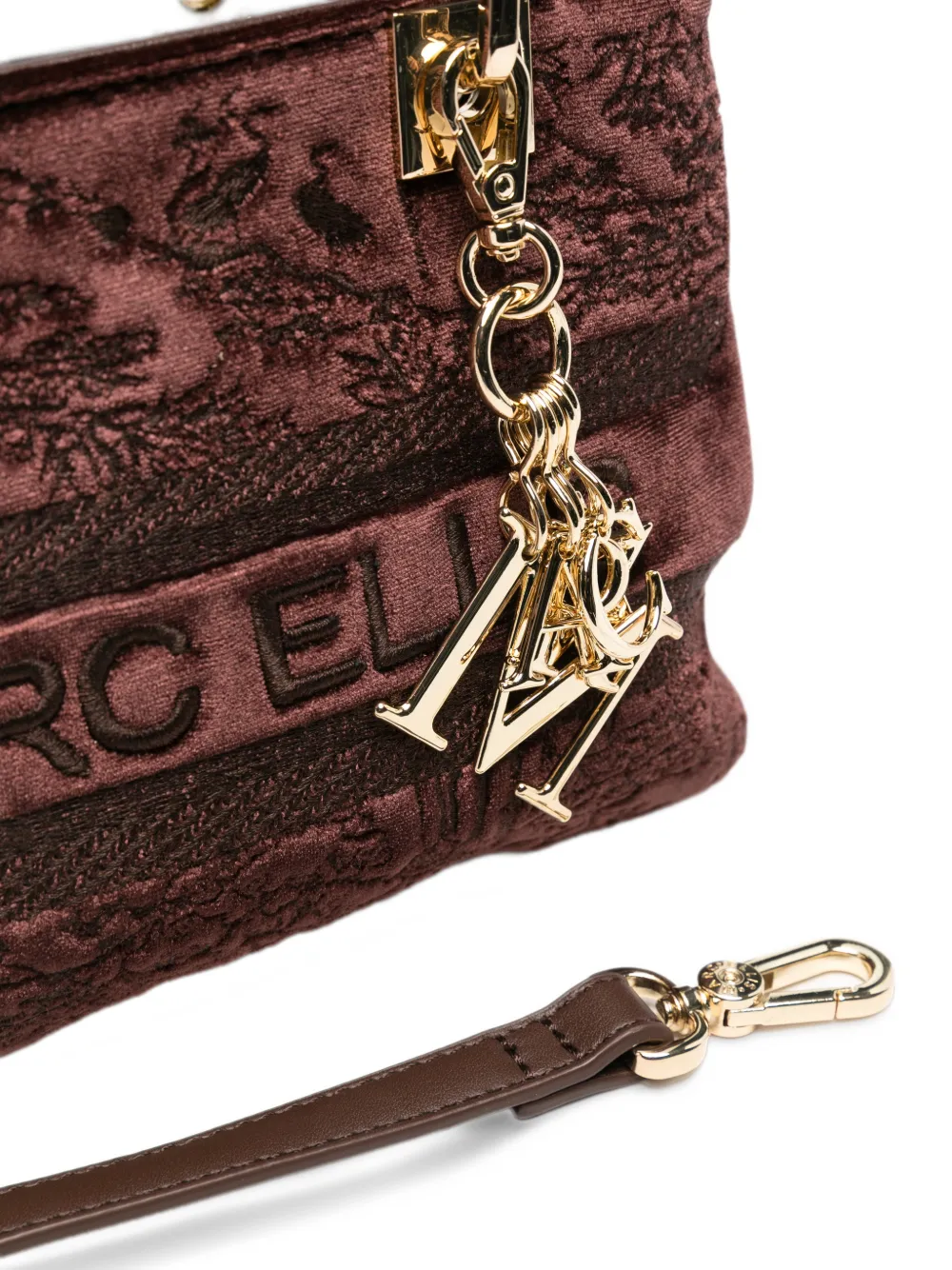 Marc Ellis Wendi S logo-embroidered velvet tote bag Bruin