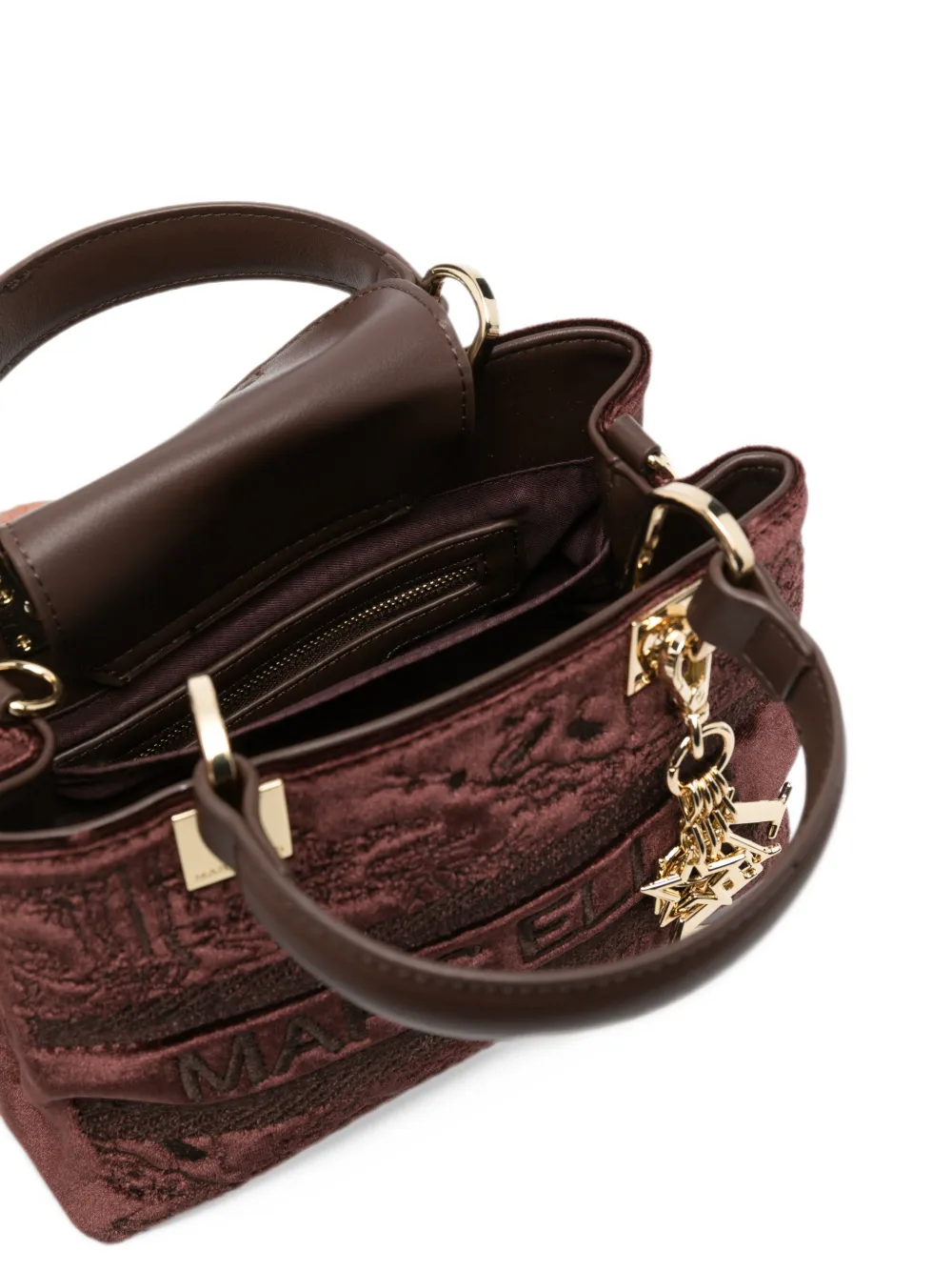 Marc Ellis Wendi S logo-embroidered velvet tote bag Bruin