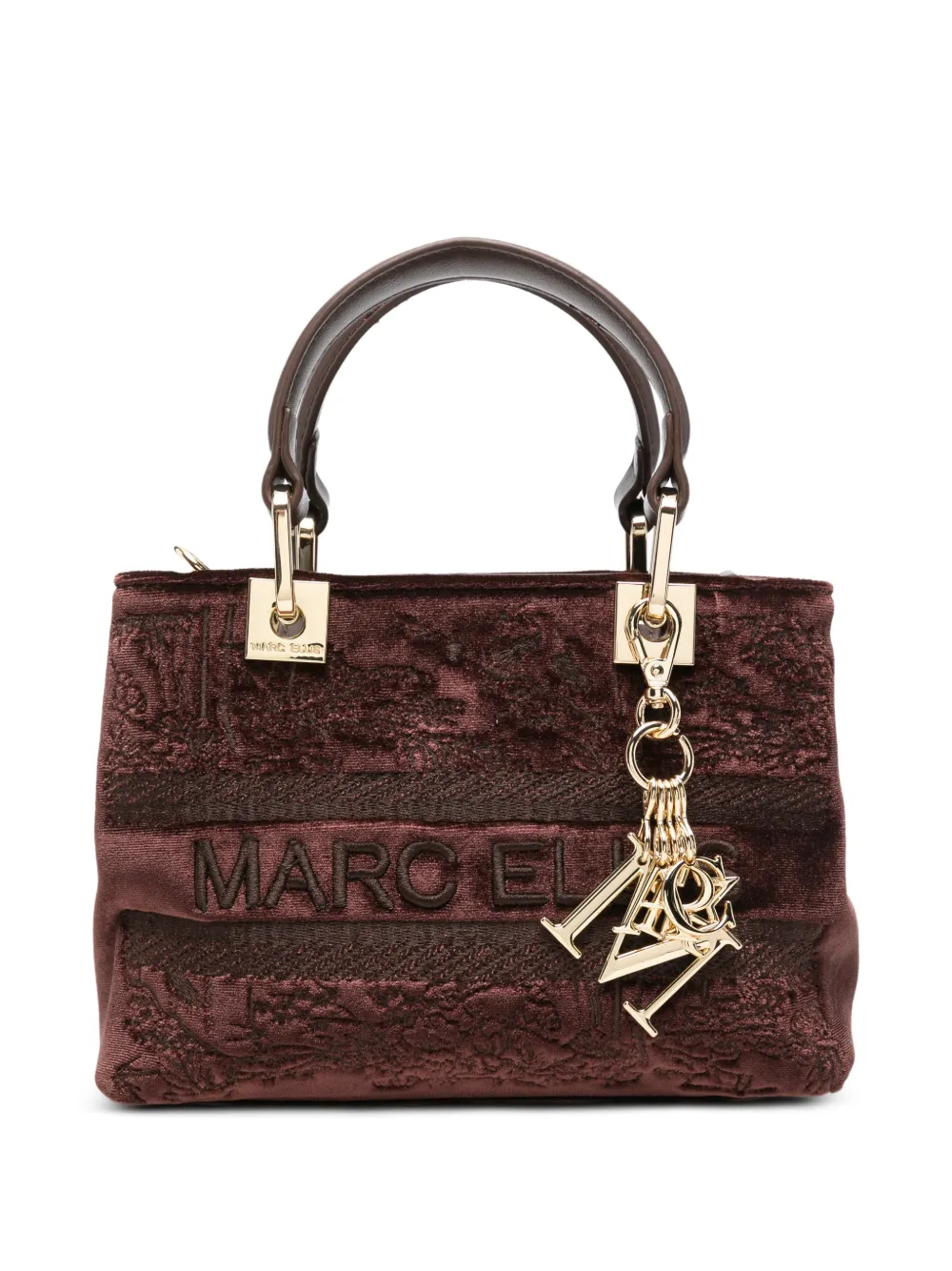 Marc Ellis Wendi S logo-embroidered velvet tote bag Bruin
