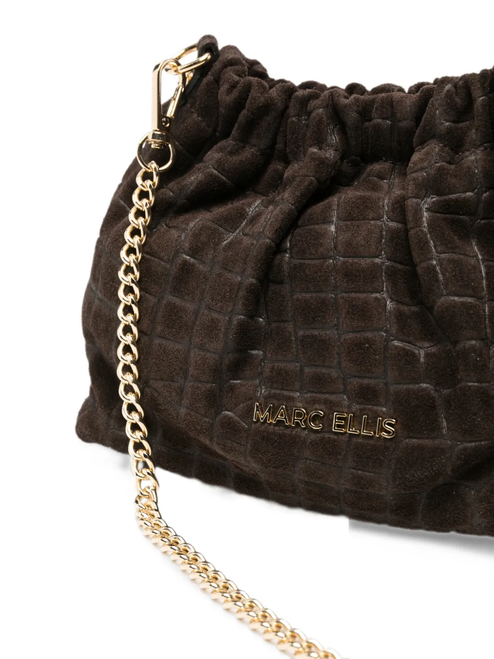 Marc Ellis Zoe crocodile-effect clutch bag Bruin