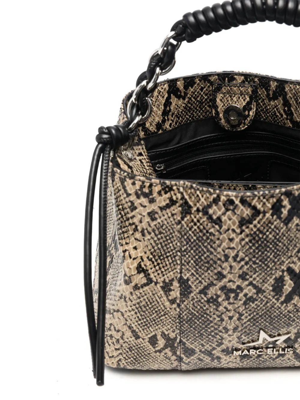 Marc Ellis Myranda snake-effect braided-handle tote bag Beige