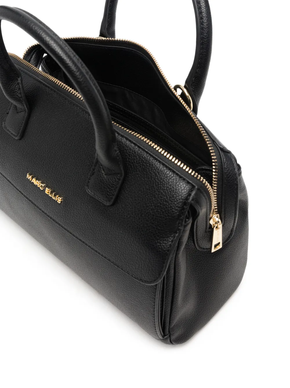 Marc Ellis Alysa logo-plaque pebbled tote bag Zwart