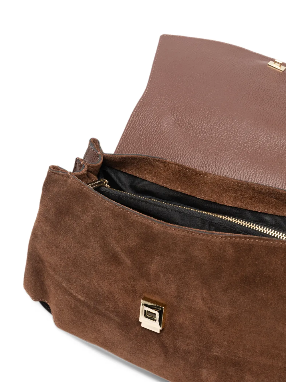 Marc Ellis Spency L suede-panelled shoulder bag Bruin