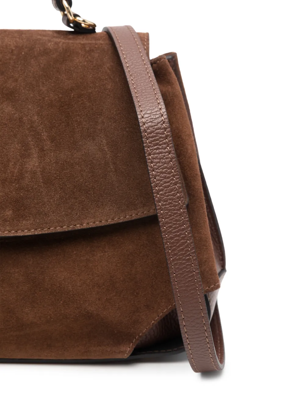Marc Ellis Spency L suede-panelled shoulder bag Bruin