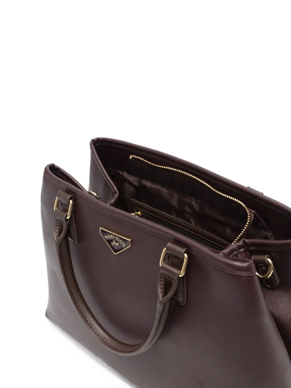 Marc Ellis Kassy M logo-plaque saffiano-effect tote bag Bruin
