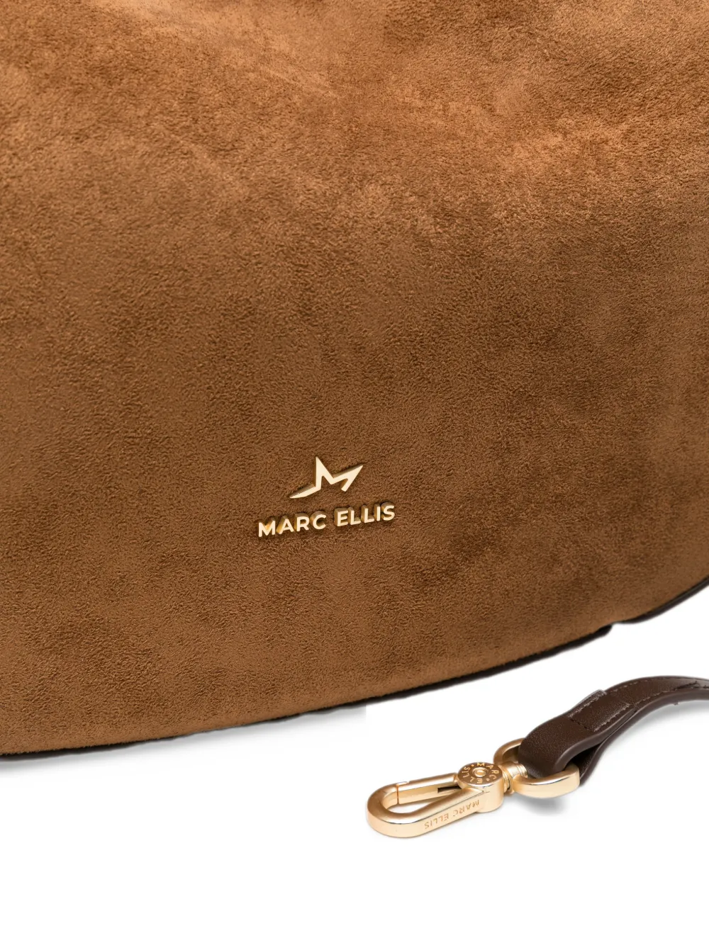 Marc Ellis Sindy Key stud-embellished suede shoulder bag Bruin