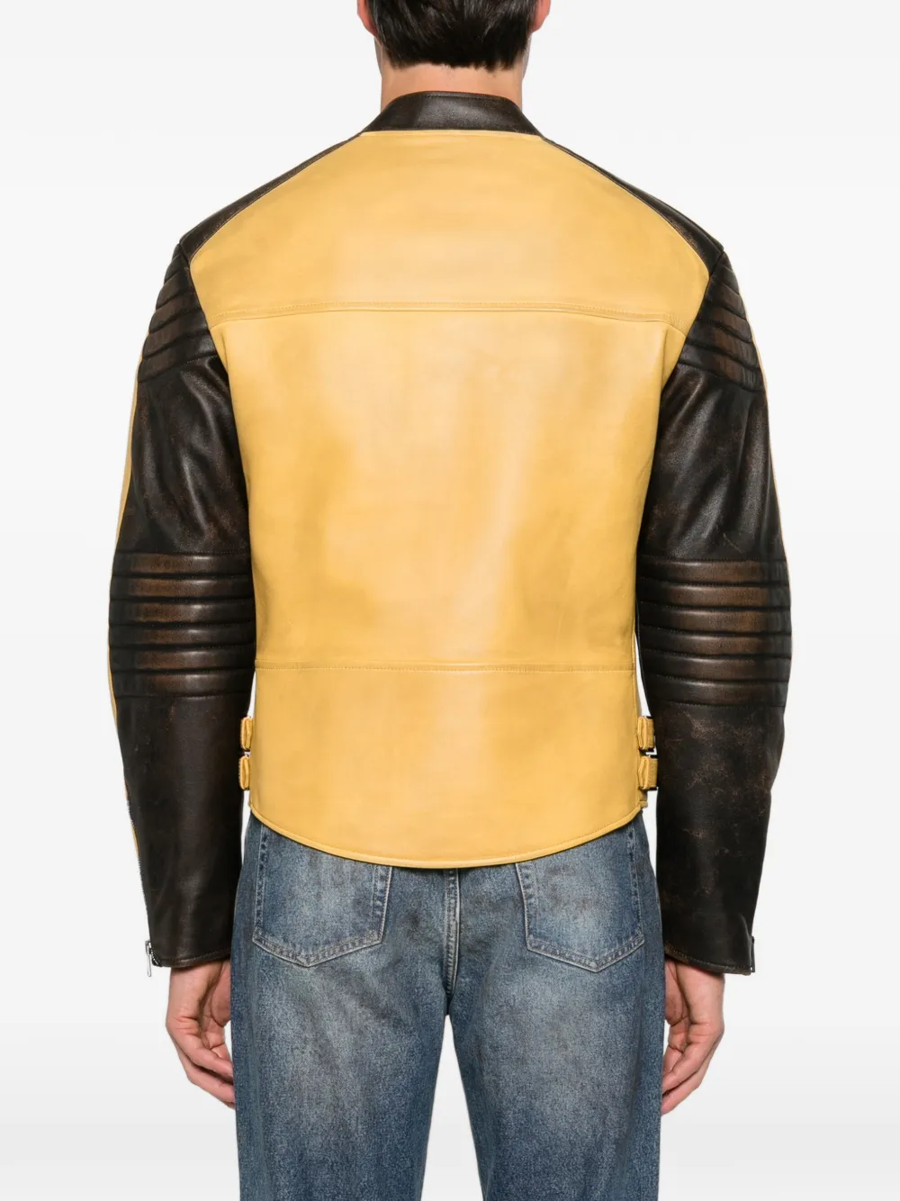FENDI biker-style leather jacket Geel