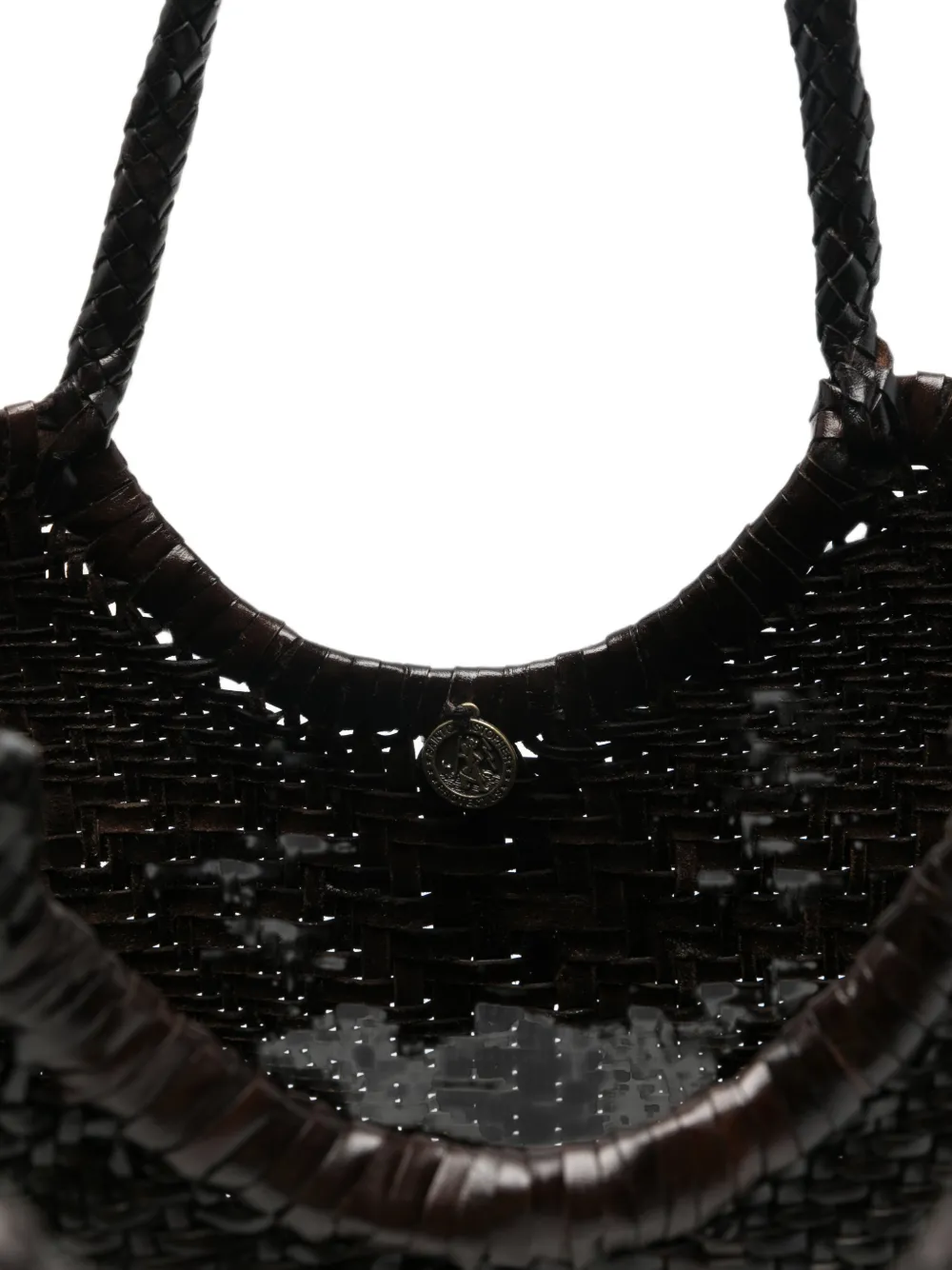 DRAGON DIFFUSION Nantucket Optical woven leather tote bag Bruin