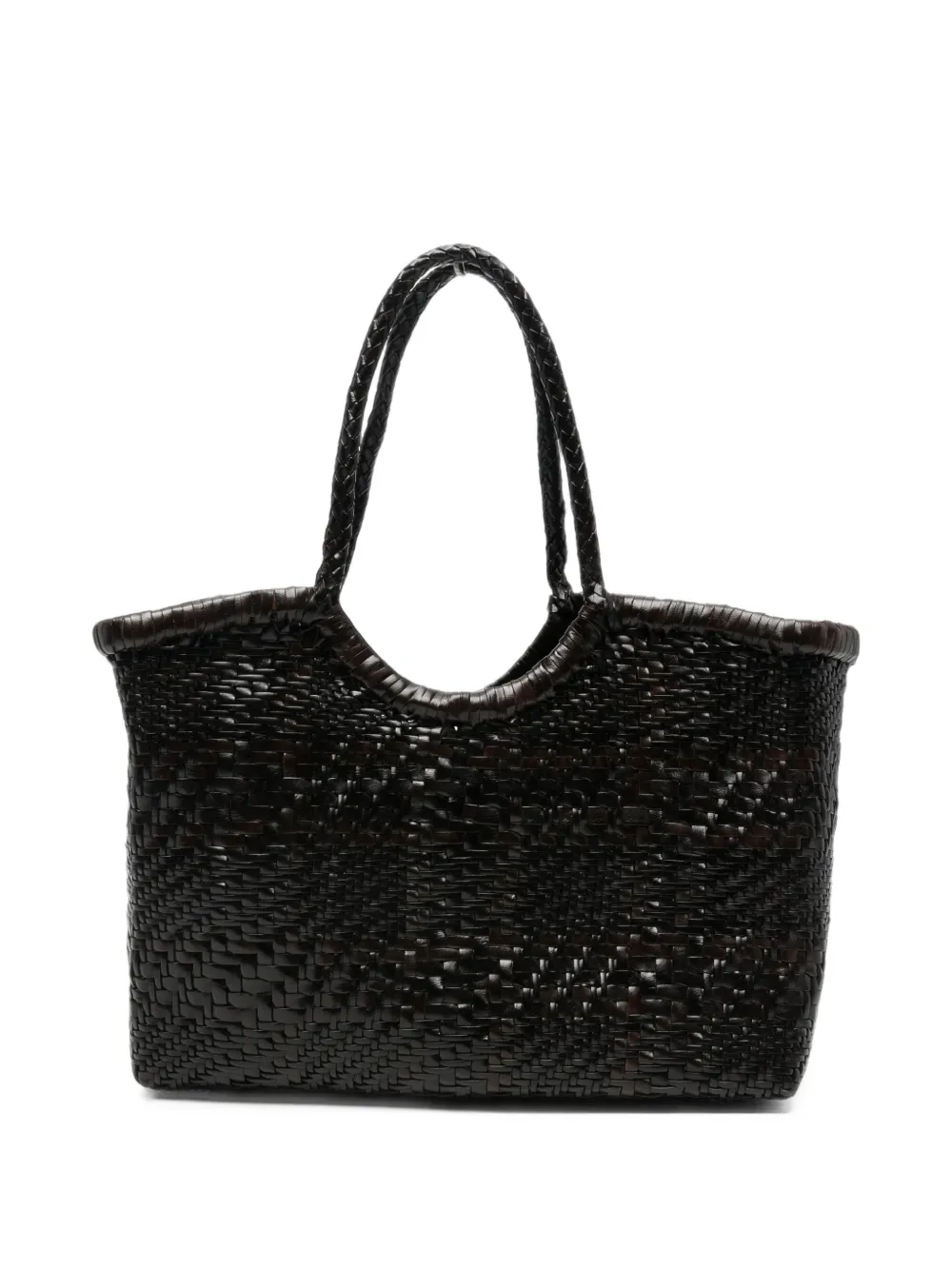 DRAGON DIFFUSION Nantucket Optical woven leather tote bag Bruin