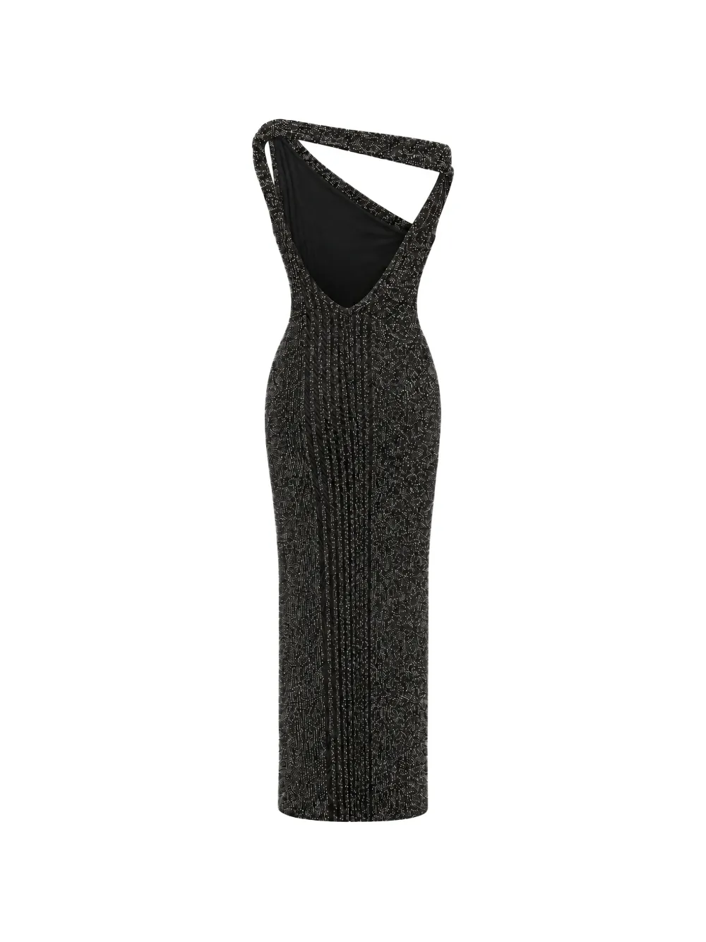 Missoni one-shoulder long dress with sequins Zwart