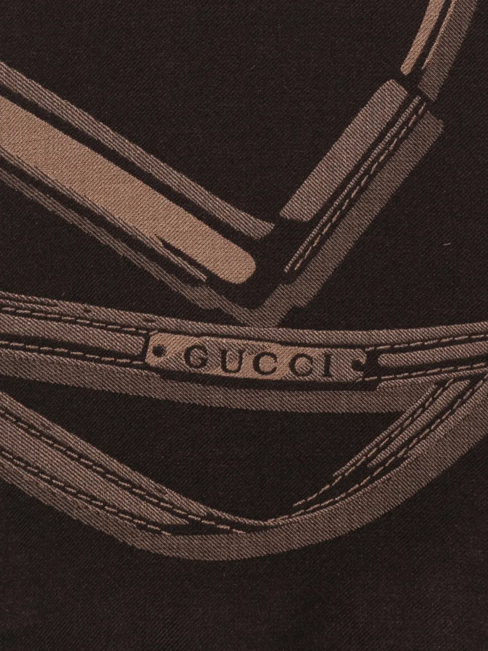 Gucci equestrian-print frayed scarf Bruin