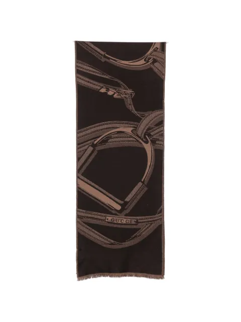 Gucci equestrian-print frayed scarf