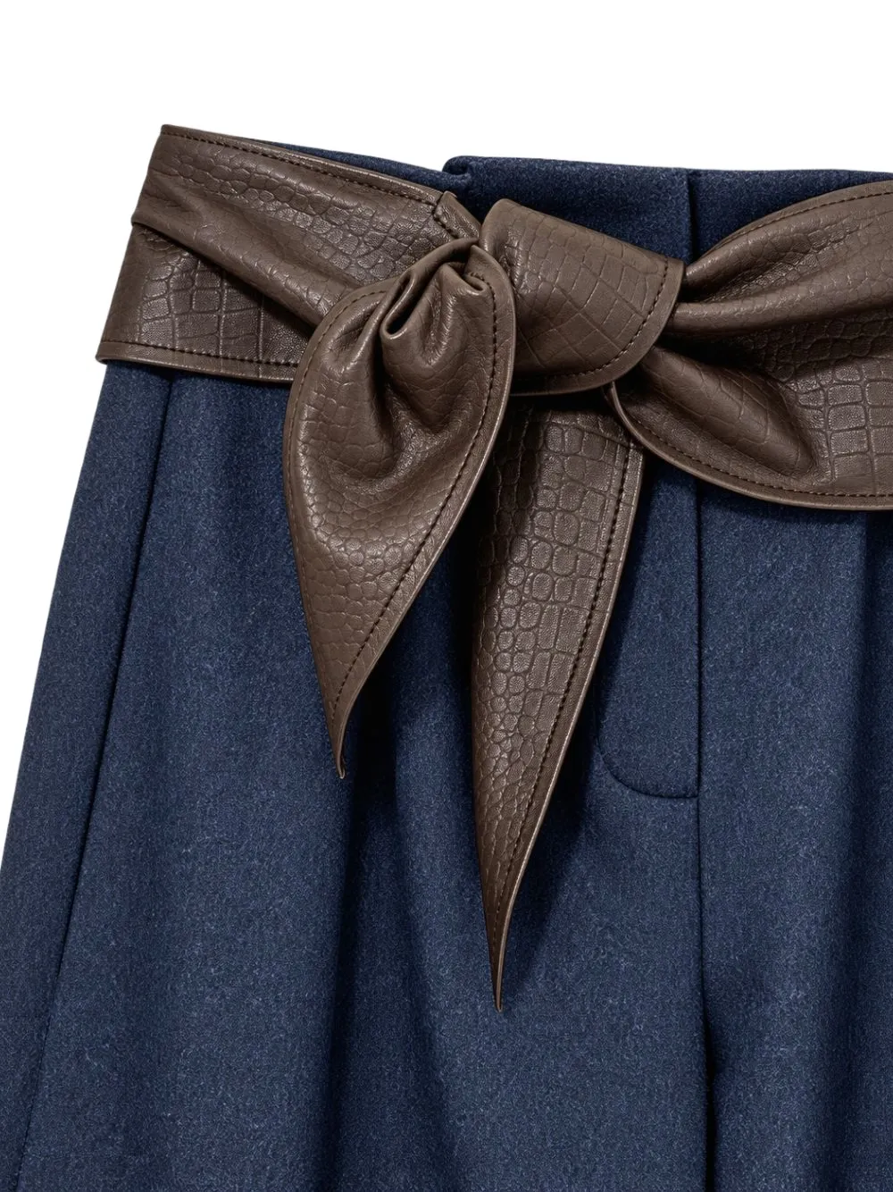 Emporio Armani trousers wide leg wool cashmere flannel with tied waistband Grijs