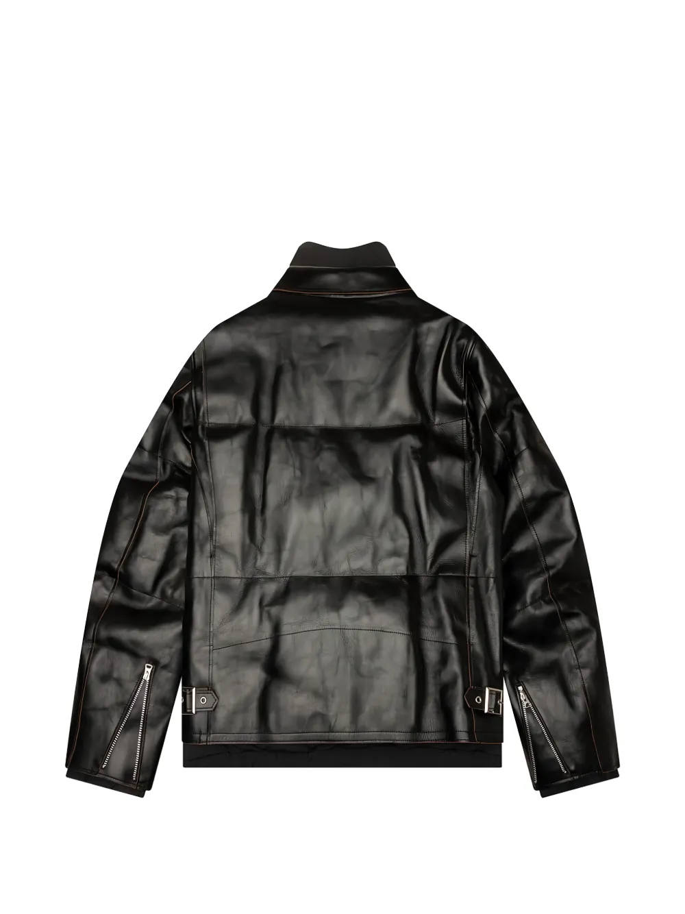 sacai zip-fastening leather jacket Zwart