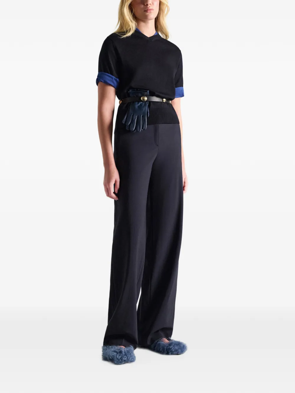 Dorothee Schumacher Chic short-sleeve fine-knit T-shirt Blauw