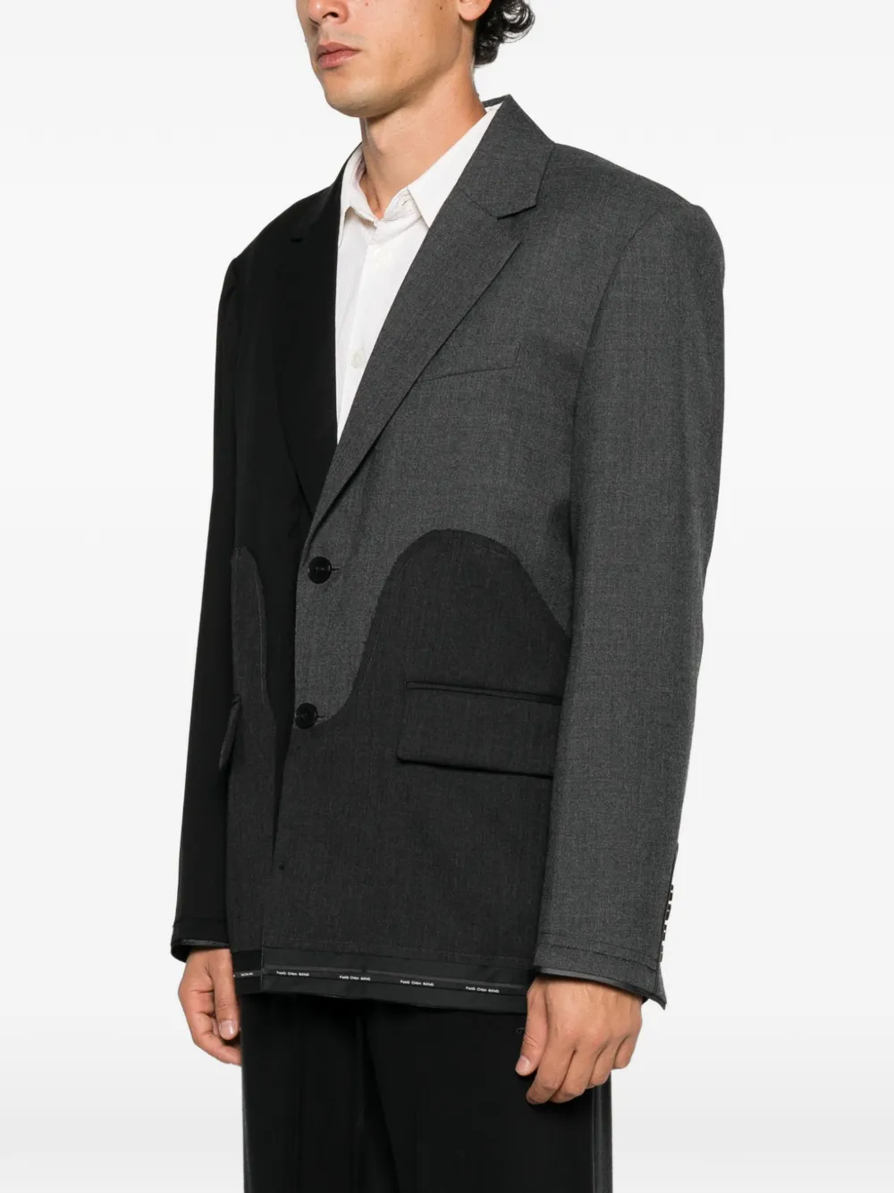 Feng Chen Wang panelled double-breasted blazer Zwart