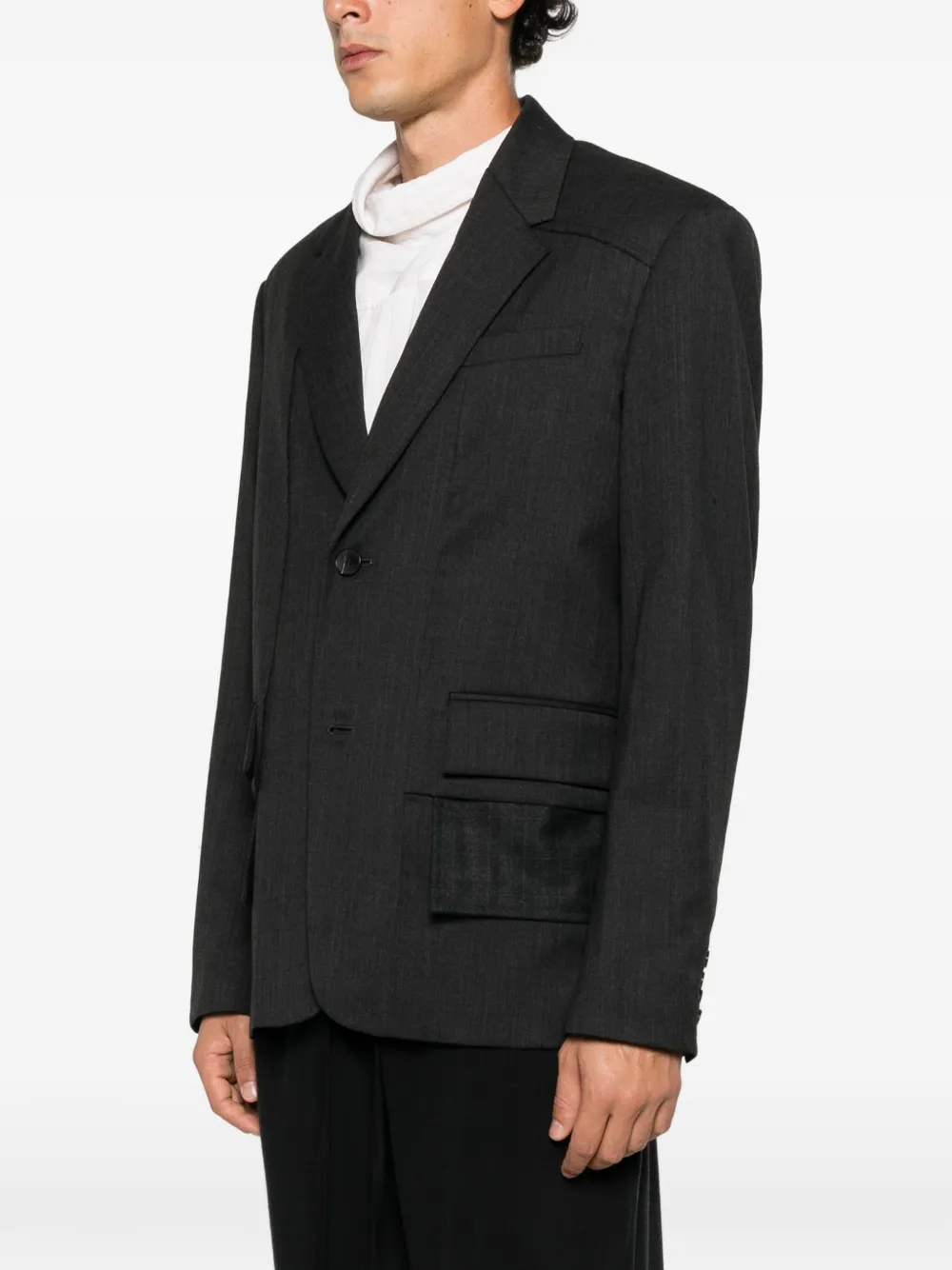 Feng Chen Wang layered flap-pocket blazer Grijs