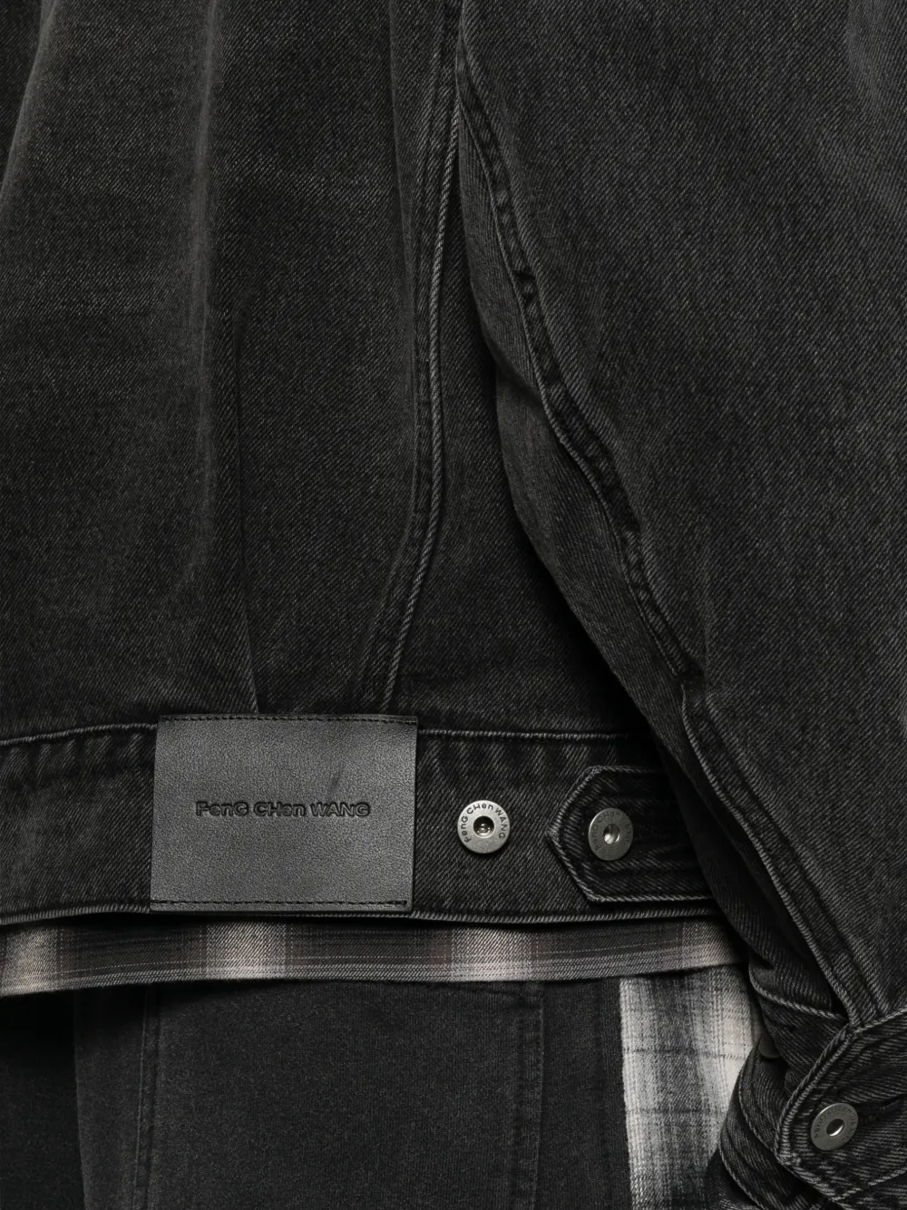Feng Chen Wang Denim jack met gelaagde capuchon Zwart