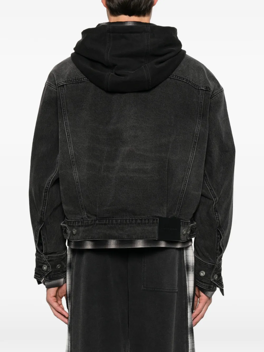 Feng Chen Wang Denim jack met gelaagde capuchon Zwart