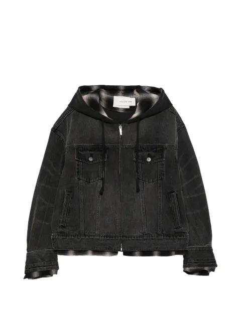 Feng Chen Wang layered-hooded denim jacket