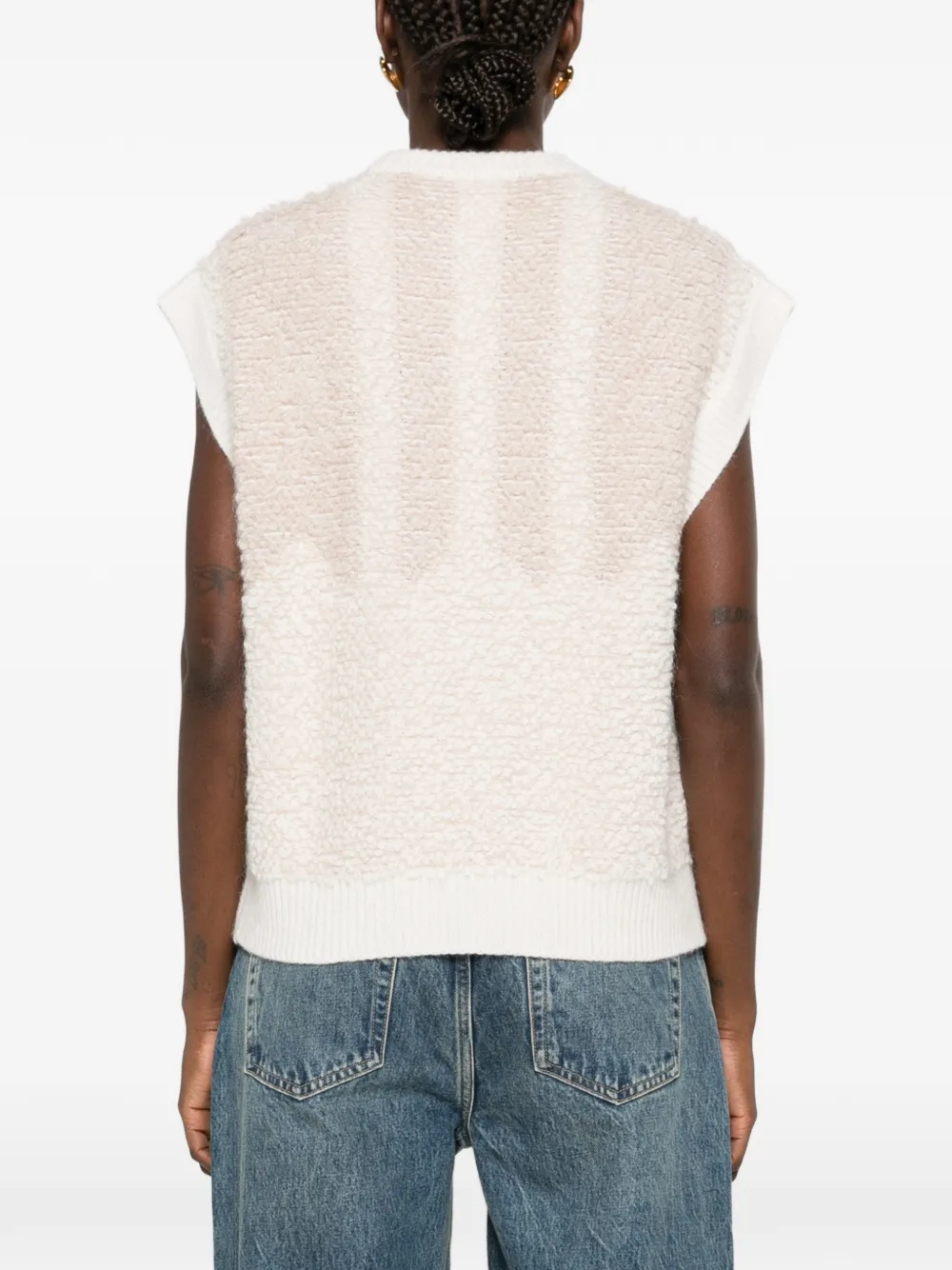 Peserico fringe-detail bouclé sweater Beige
