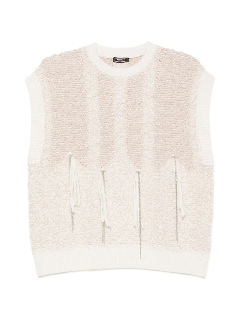 Peserico fringe-detail bouclé sweater Beige