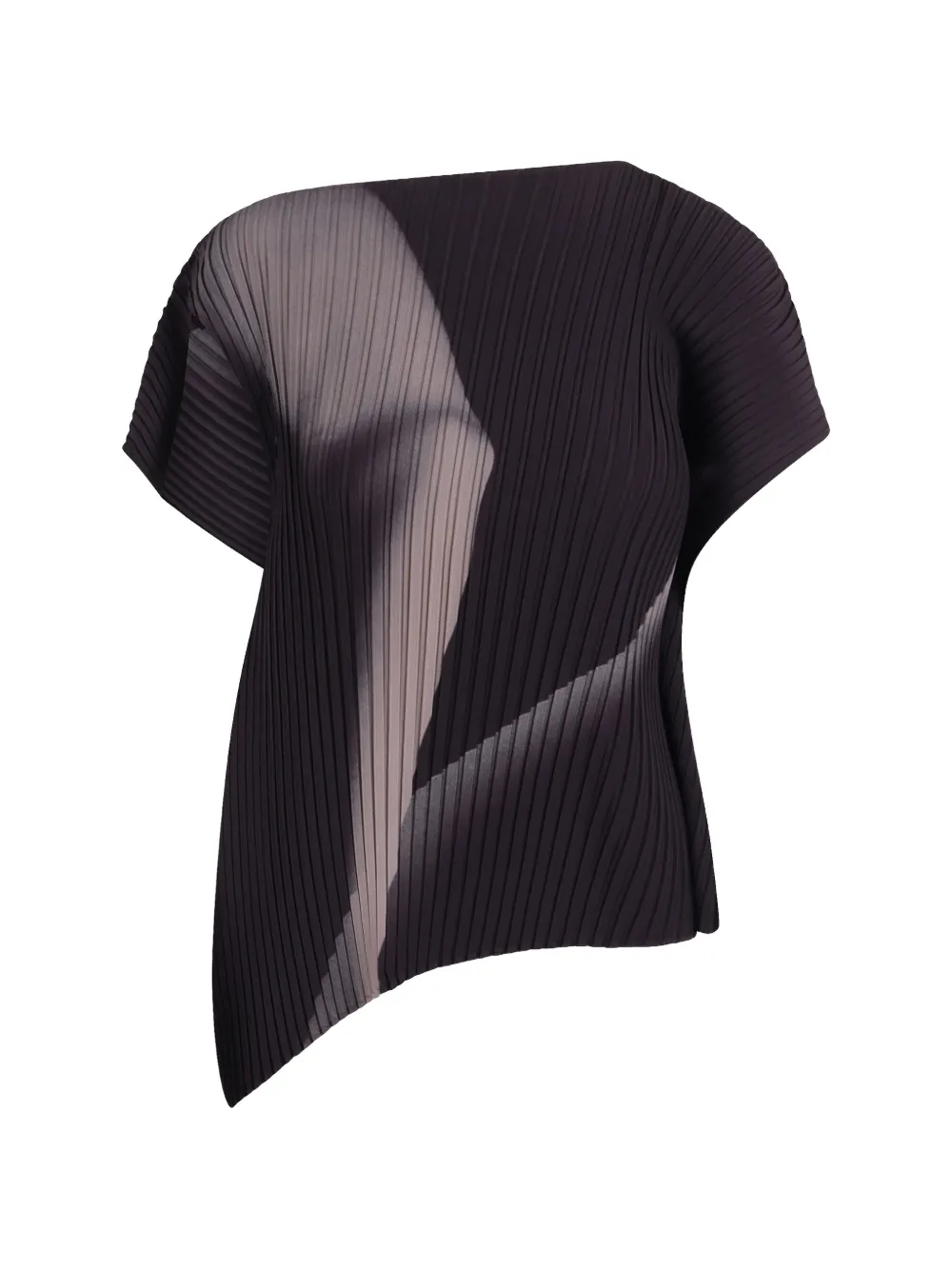 Issey Miyake Hands of Lover pleated asymmetric-hem blouse - Nero