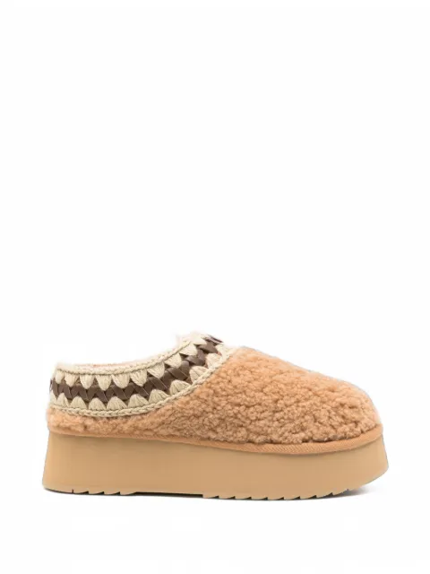 Mou crochet-trim shearling mules