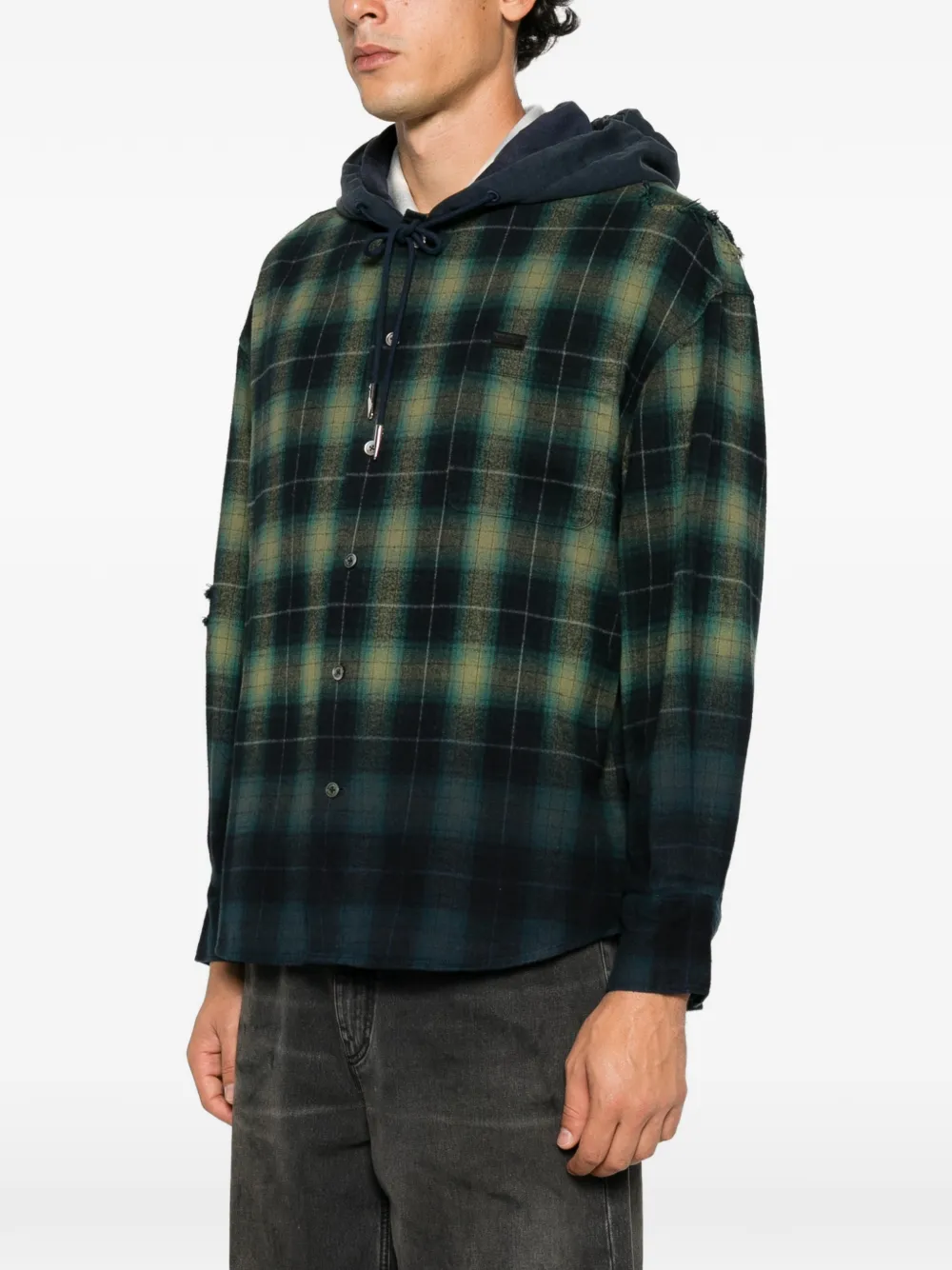 Feng Chen Wang Geruit shirtjack met capuchon Groen