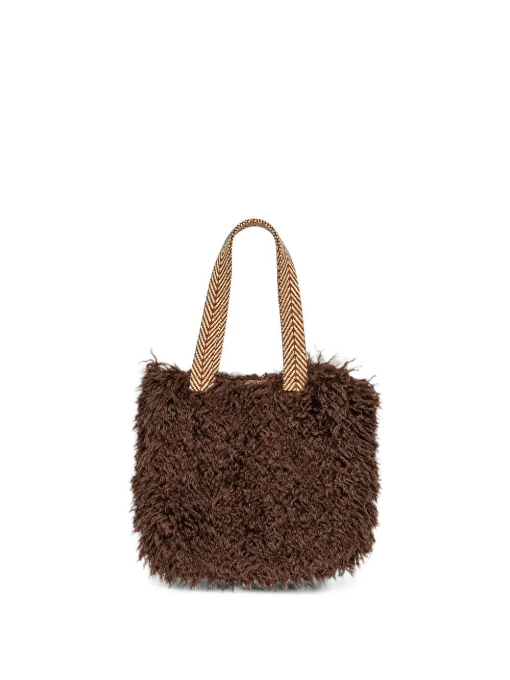 Miss Grant Kids faux-fur chevron-strap shoulder bag - Marrone