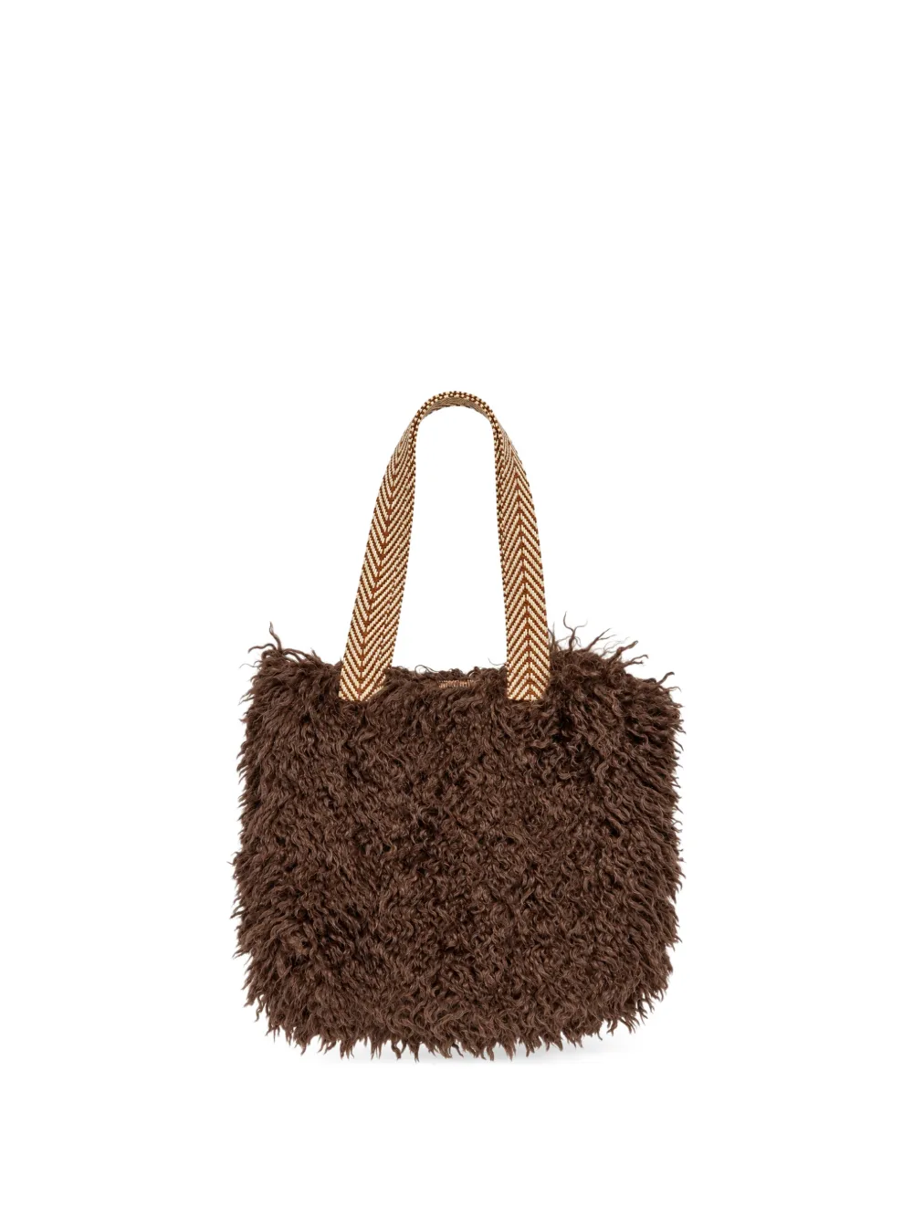 Miss Grant Kids faux-fur chevron-strap shoulder bag - Marrone
