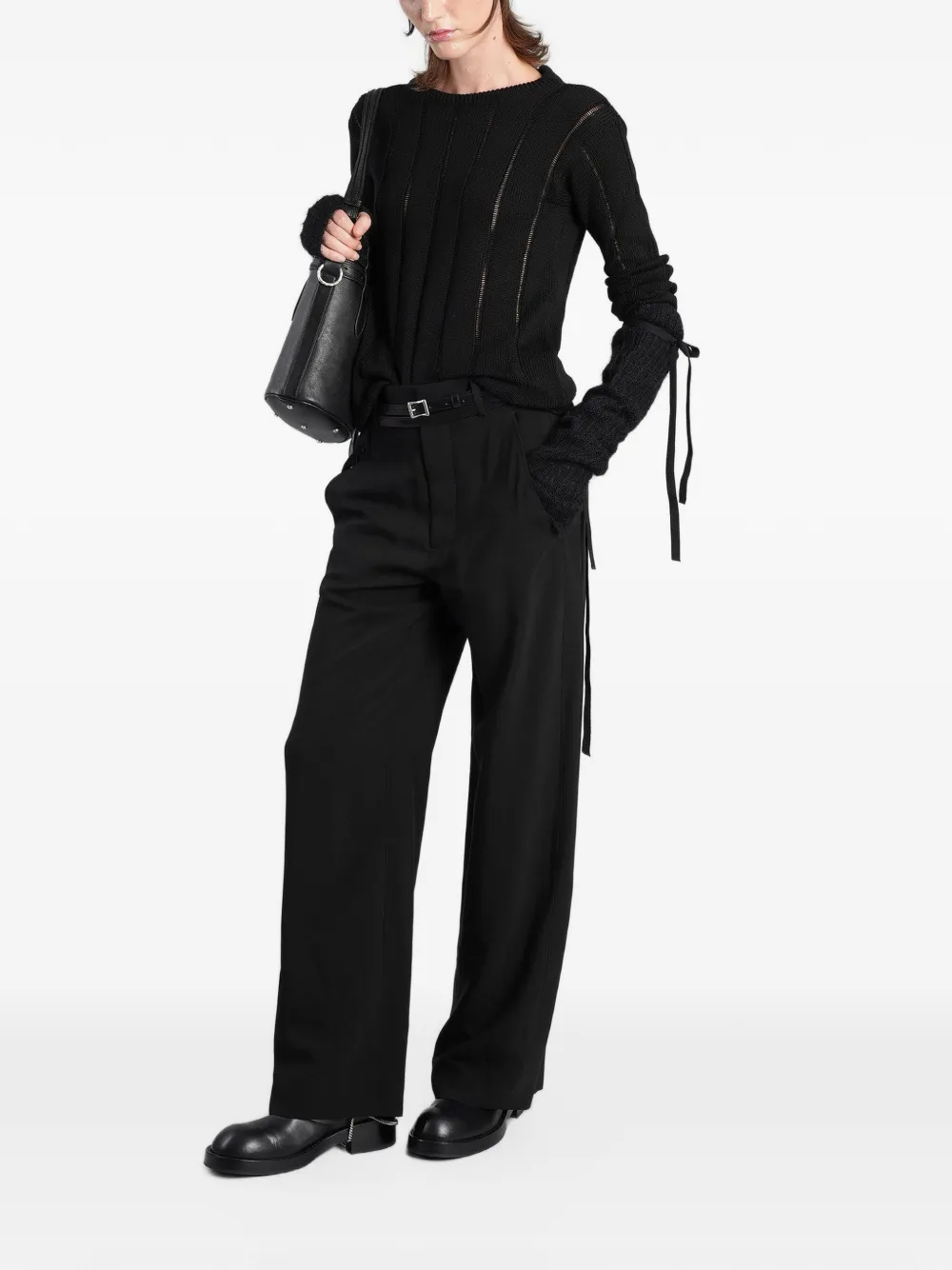 Ann Demeulemeester Anneke tie-fastening wide-leg trousers Zwart