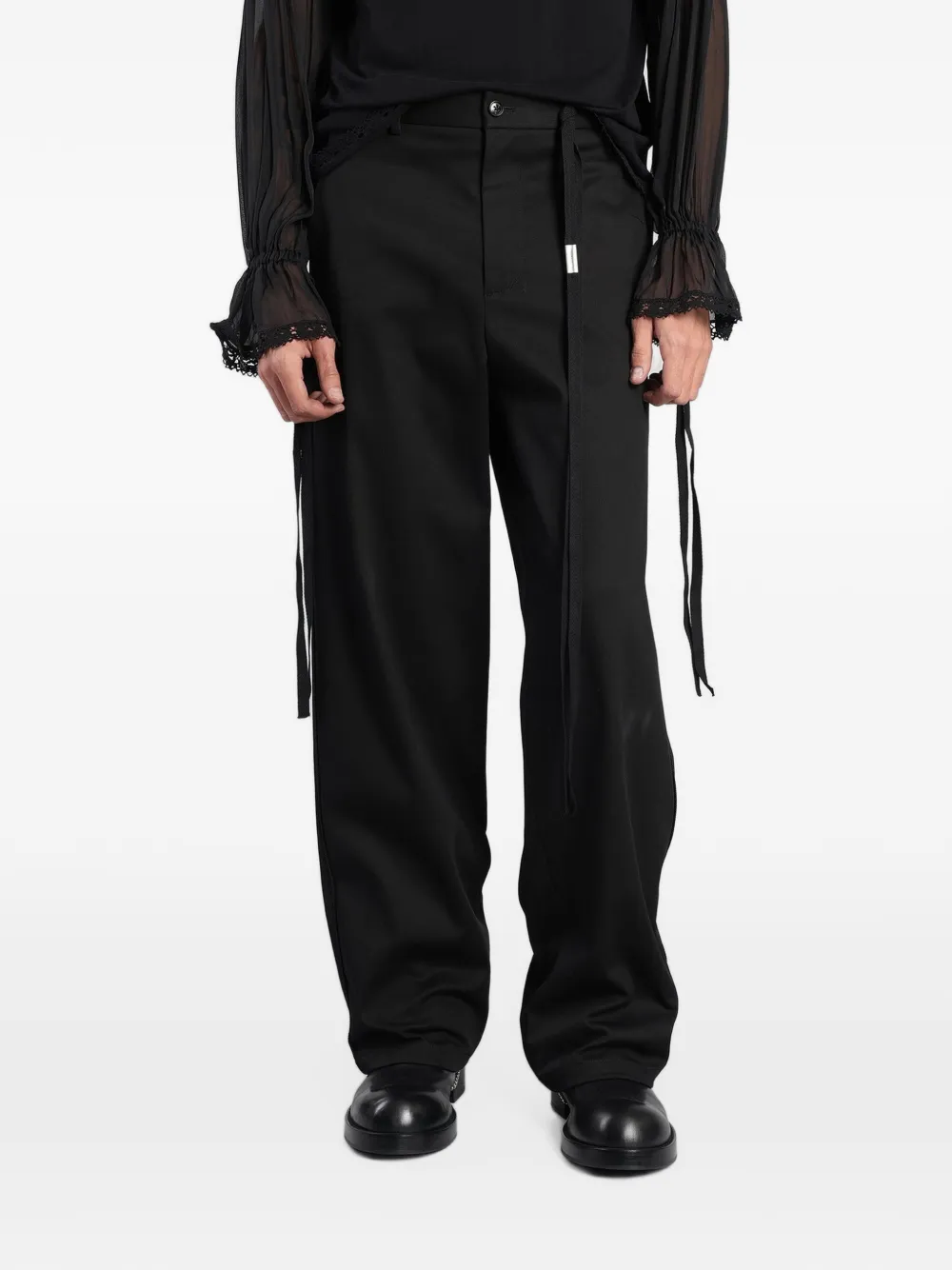 Ann Demeulemeester Gautar ribbon-detail loose-fit trousers - Schwarz