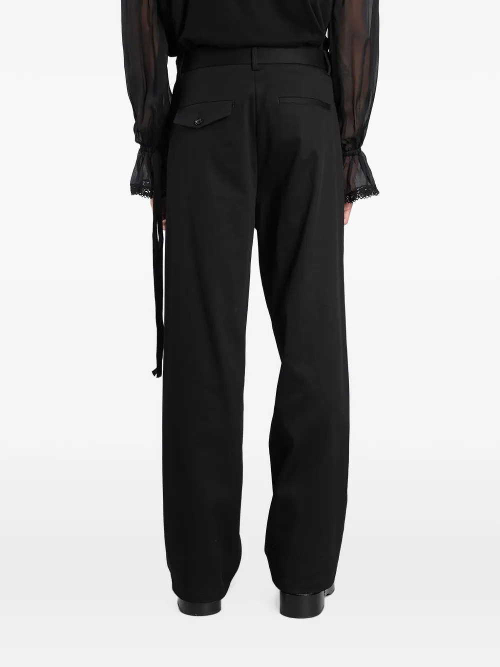 Ann Demeulemeester Gautar ribbon-detail loose-fit trousers Zwart